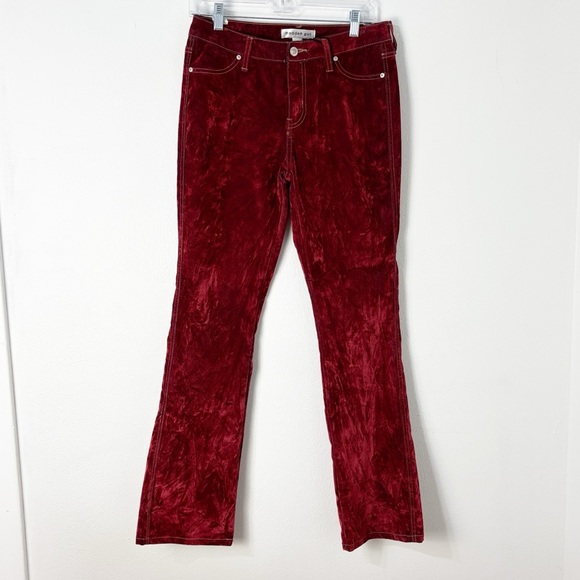 Madden Girl Pants - Y2K Grunge Madden Girl Red Crushed Velvet Bootcut Pants Western Edgy Glam Sz 5